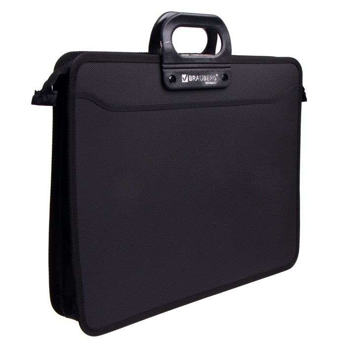 Портфель пластиковый А3 BRAUBERG "Портфолио", 470 х 380 х 130 мм, 3 отделения, на молнии, чёрный
