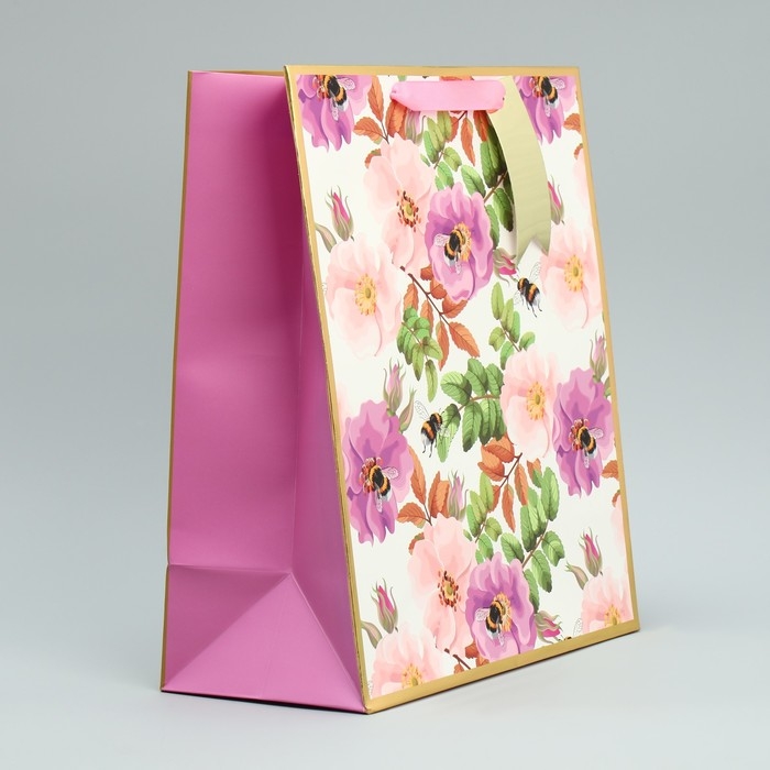 Пакет подарочный, упаковка, &laquo;Нежные цветы&raquo;, 30.5 х 25.4 х 12.7 см