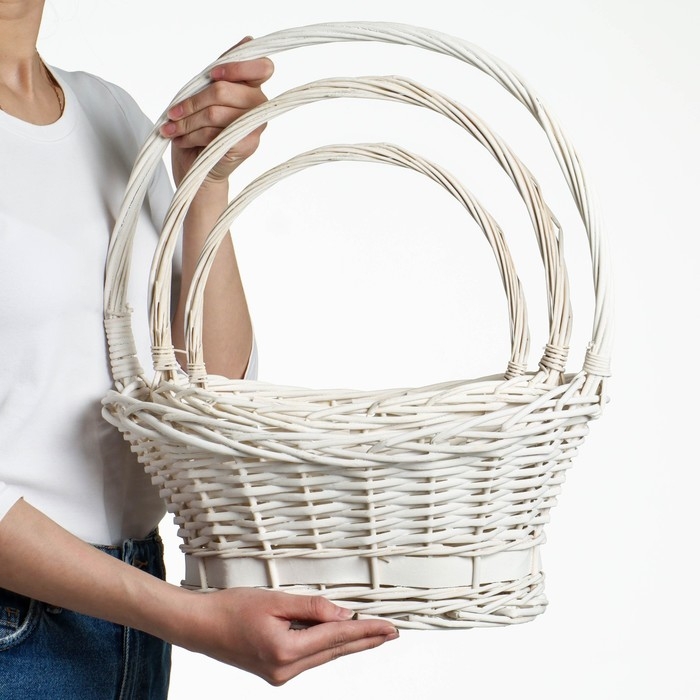 Набор корзин плетеных, ива 48&times;36&times;h=21/17(50), 41&times;30&times;h=19,5/16(45), 34&times;24&times;h=18/15(40), 3шт