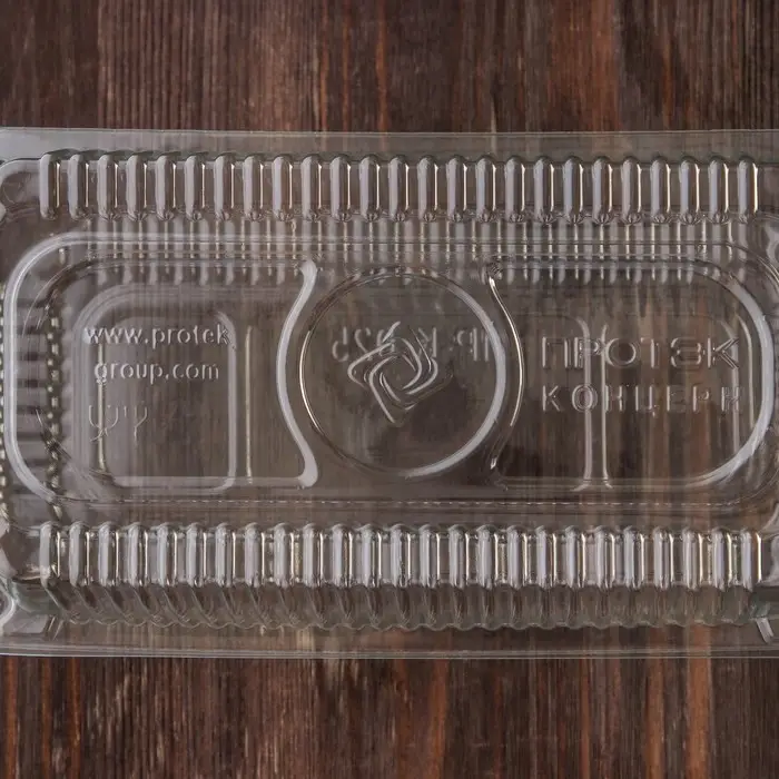 Контейнер одноразовый с неразъёмной крышкой ПР-К-025 &laquo;А&raquo;, 400 мл, пластик, 21.7&times;11.5&times;8.3 см, внутр. 19.3&times;8.7&times;7.9 см, прозрачный