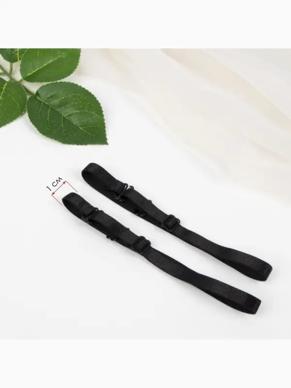 Лямки для бюстгальтера, текстильные, 1 см, 37 см, пара, чёрные