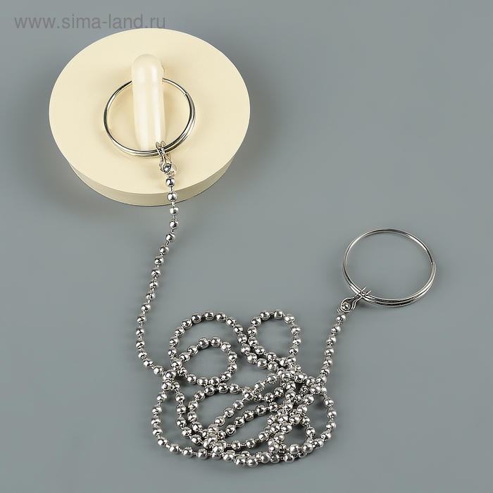 Пробка для ванны d=4 см, 4.5 см по верху, цепочка 55 см, цвет МИКС