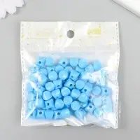 Бусины для творчества пластик "Кубик со сплющенными краями" синий набор 25-30 гр d=0,8 см