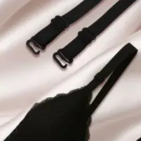 Лямки для бюстгальтера, текстильные, 1 см, 37 см, пара, чёрные