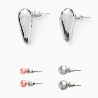 Набор серьги 3 пары &laquo;Буквы&raquo; любовь, цвет розовый в серебре