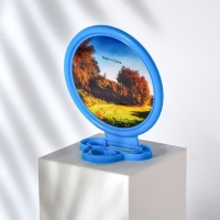 Зеркало настольное - подвесное &laquo;Круг&raquo;, d зеркальной поверхности 9,5 см, цвет голубой