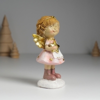 Сувенир полистоун "Ангелочек в розовом платье и белом фартуке" МИКС 6,5х5х12,5 см