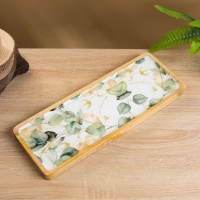 Блюдо прямоугольное "Листья" дерево манго 41х15 см