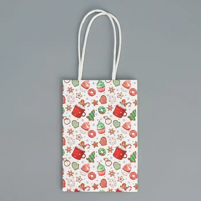 Пакет подарочный новогодний крафтовый &laquo;Сладкого Нового года&raquo;, 15 х 10 х 6 см