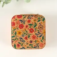 Шкатулка кожзам для украшений "Цветочная" пробка 10х10х5 см