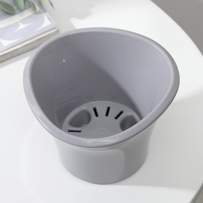 Кашпо для цветов со вставкой &laquo;Лагуна&raquo;, 600 мл, d=13 см, h=9 см, цвет серый