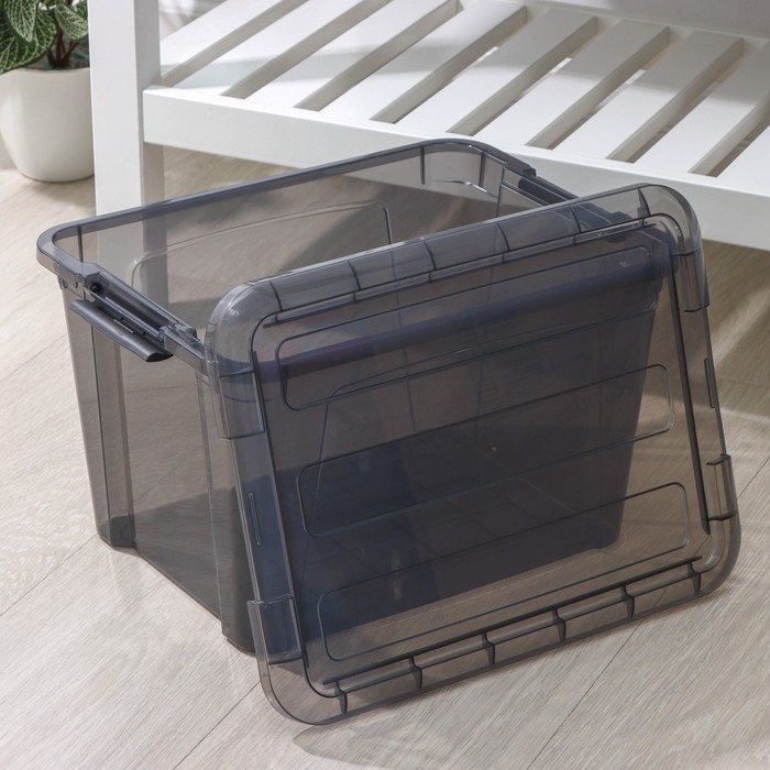 Контейнер для хранения с крышкой &laquo;Кип&raquo;, 15,5 л, 37,5&times;28,5&times;23 см, цвет чёрный прозрачный