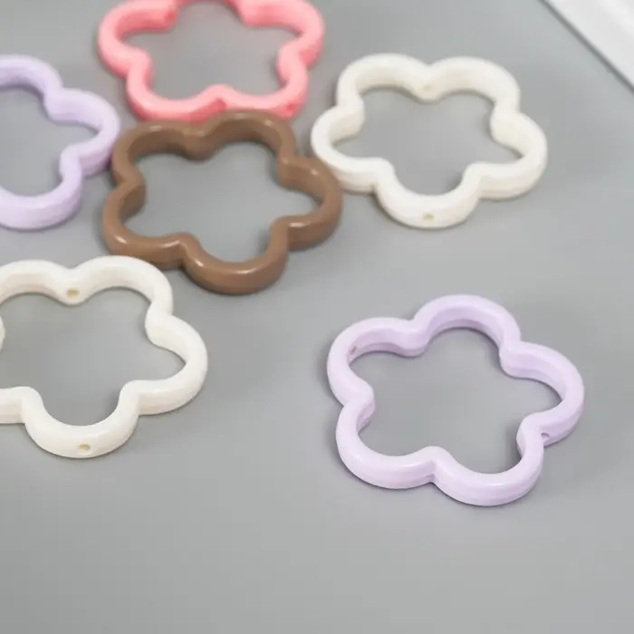 Бусина для творчества пластик "Цветок" МИКС 4,2х4,2х0,6 см