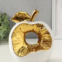 Сувенир керамика "Срез яблока" белый с золотом 11х18х22 см