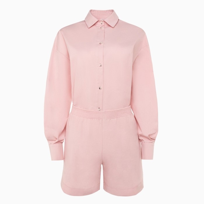 Костюм женский (рубашка, шорты) MINAKU: Oversize цвет тёмно-розовый, размер 48