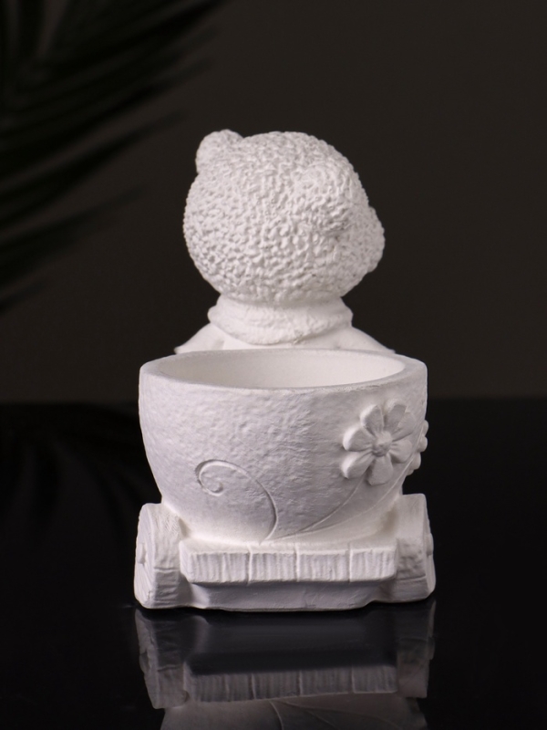 Кашпо "Медведица с тележкой" 10х10х6 см, натуральный