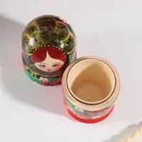 Матрёшка дерево &laquo;Хохлома&raquo;, чёрная голова, 5-кукольная, 11-12 см