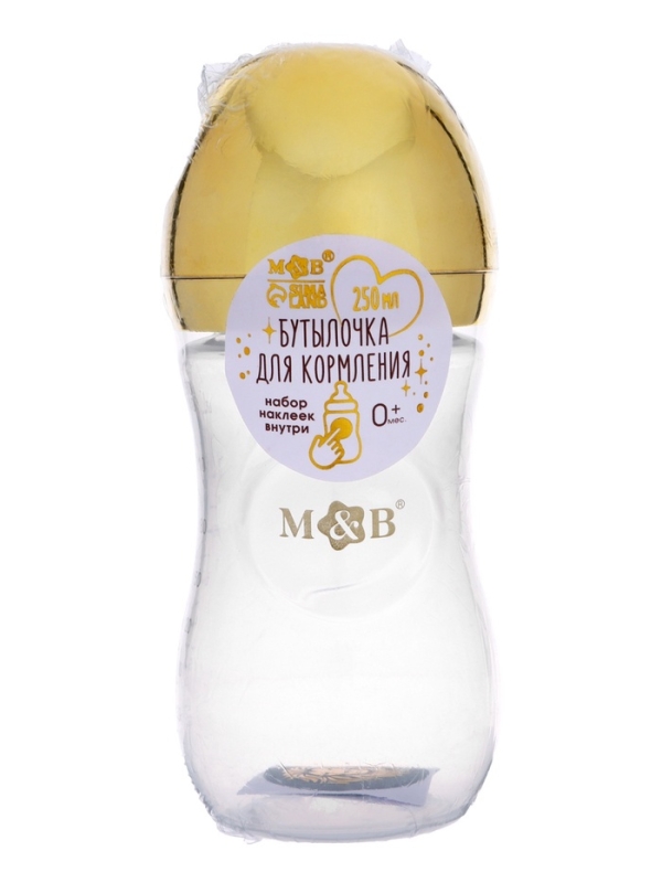 Бутылочка для кормления с наклейками &laquo;Корона&raquo; от 0 мес., 250 мл., цвет золотой, M&B