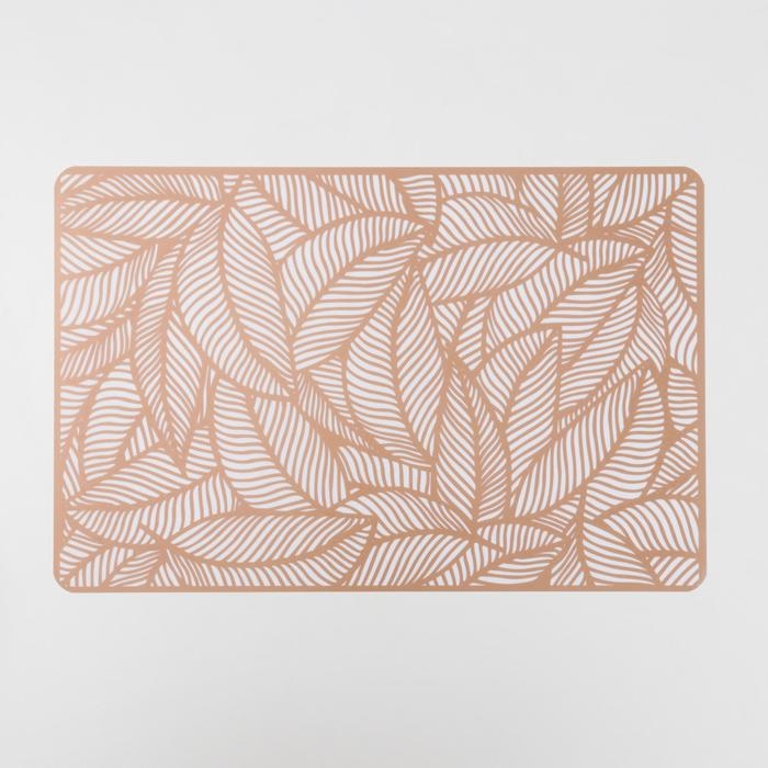 Салфетка сервировочная на стол &laquo;Листья&raquo;, 43&times;28 см, цвет металлик коричневый