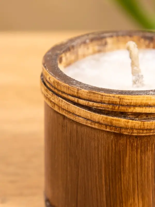 Свеча в бамбуке, 7х7х6 см, 100 мл, цв. бежевый