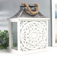 Подсвечник дерево "Медальон лепнина" набор 2 шт 29х22х13 см, 47х19х31 см