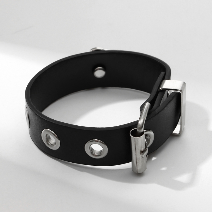 Браслет унисекс &laquo;Хардкор&raquo; череп ремешок, цвет чёрный в серебре