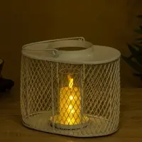 Подсвечник фонарь со стеклянной колбой 19,5х23х15,5 см, d 10 см, металл, цв. белый