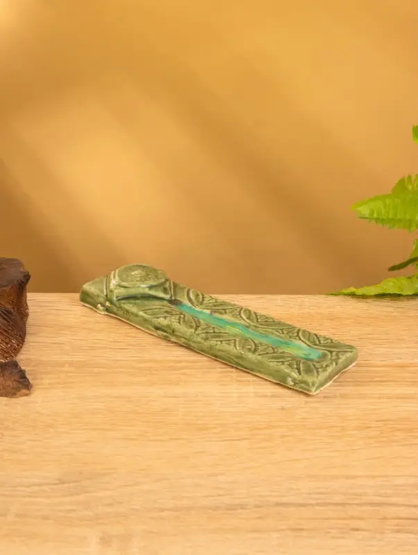 Подставка под благовония "Орнамент" керамика, цв. зелёный, 15,5х4х1 см