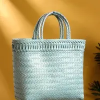 Сумка плетёная пластиковая 30х15х35 см, цв. бело-голубой