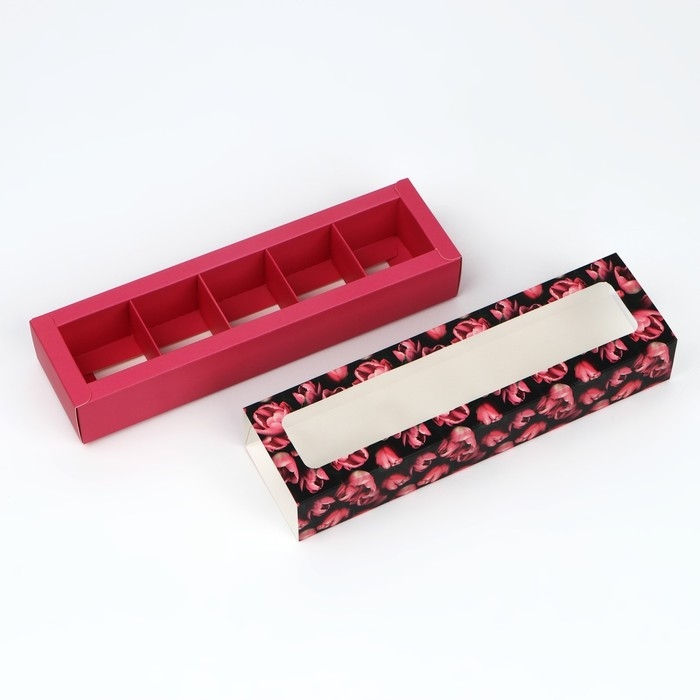 Коробка под 5 конфет с ячейками &laquo;Фуксия&raquo;, 21 х 3.3 х 5.8 см