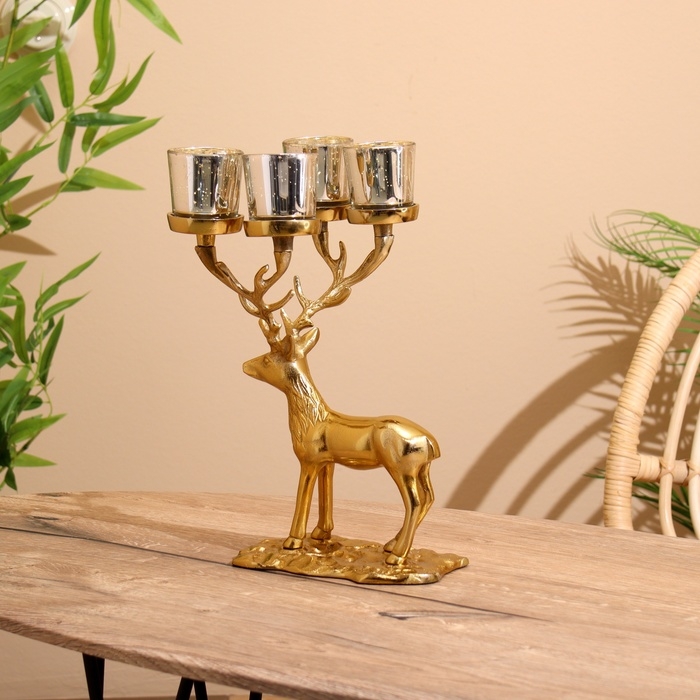 Подсвечник на 4 свечи Подсвечник на 4 свечи "Олень" алюминий 18х20х35 см