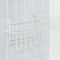 Полка для ванной прямая, 4 крючка, 33&times;12,5&times;4,5 см, цвет белый