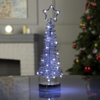 Светодиодная фигура &laquo;Ёлка плетёная&raquo; 8 &times; 30 &times; 8 см, металл, батарейки АААх3 (не в комплекте), свечение белое