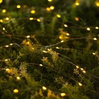 Гирлянда «Нить» 20 м роса, IP44, серебристая нить, 200 LED, свечение жёлтое, 2 режима, солнечная батарея Гирлянда «Нить» 20 м роса, IP44, серебристая нить, 200 LED, свечение жёлтое, 2 режима, солнечная батарея