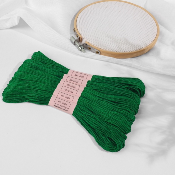 Набор ниток мулине №3818, 8 &plusmn; 1 м, 6 шт, цвет малахитовый