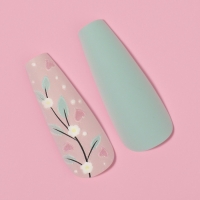 Накладные ногти &laquo;Свежесть&raquo;, 12 шт, с клеевыми пластинами, форма балерина, цвет розовый/бирюзовый