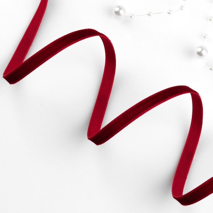 Лента бархатная, 6 мм, 18 ± 1 м, цвет бордовый №43 Лента бархатная, 6 мм, 18 ± 1 м, цвет бордовый №43