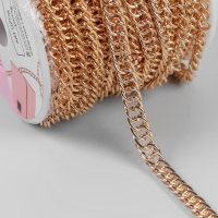 Цепочка для сумки, витая, железная, 7 &times; 9,9 мм, 10 &plusmn; 0,5 м, цвет золотой