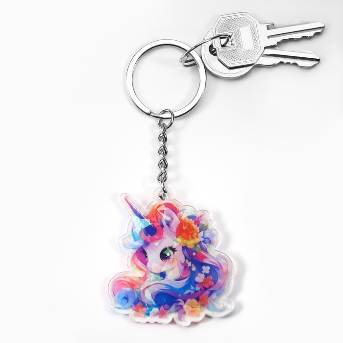 Брелок для ключей голографический &laquo;Единорог&raquo;, 5 х 4.5 см