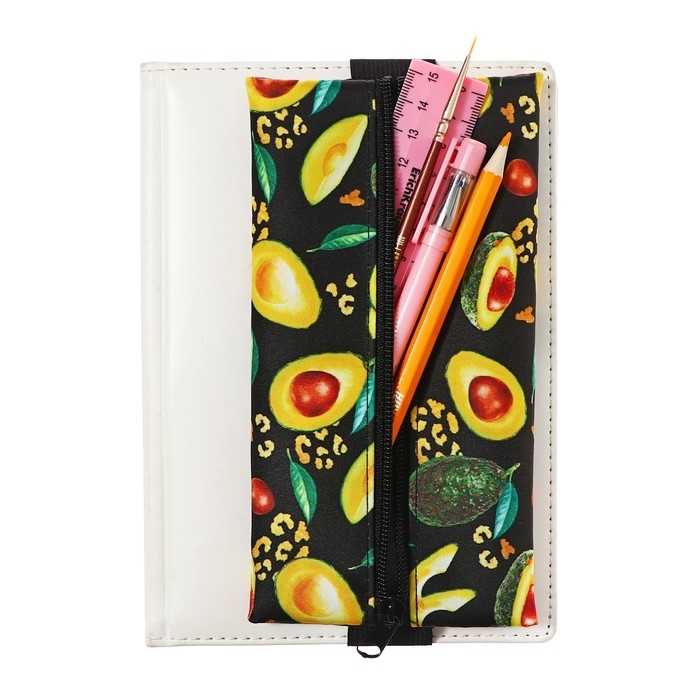 Пенал мягкий, 1 отделение, 95 х 200 мм, плоский, ПМ-шр28 Авокадо, с резинкой для блокнота,