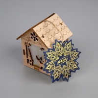 Ёлочная игрушка &laquo;Домик с оленем&raquo;, от батареек, свечение тёплое белое