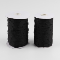 Тесьма с кнопками, 25-25 мм, 17 мм &times; 45 &plusmn; 1 м, цвет чёрный