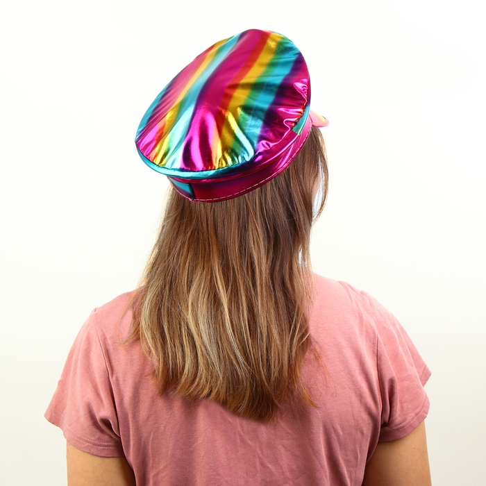 Карнавальная шляпа &laquo;Фуражка&raquo; радужная, с пайетками, р. 56&ndash;58