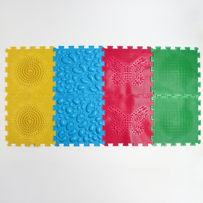 Модульный массажный коврик ОРТО ПАЗЛ &laquo;Начинайка&raquo;, 8 модулей, 4 вида