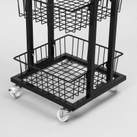 Стойка торговая универсальная, 3 корзины, на колесах, 35&times;35&times;76 см, цвет чёрный