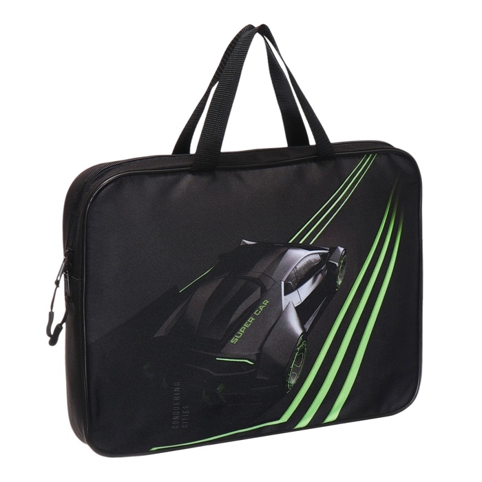 Папка с ручками текстильная А4, 370 х 280 х 60 мм, Stavia "Super car"