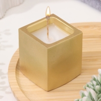 Свеча "Квадрат" в подсвечнике из гипса,5х6см,золото