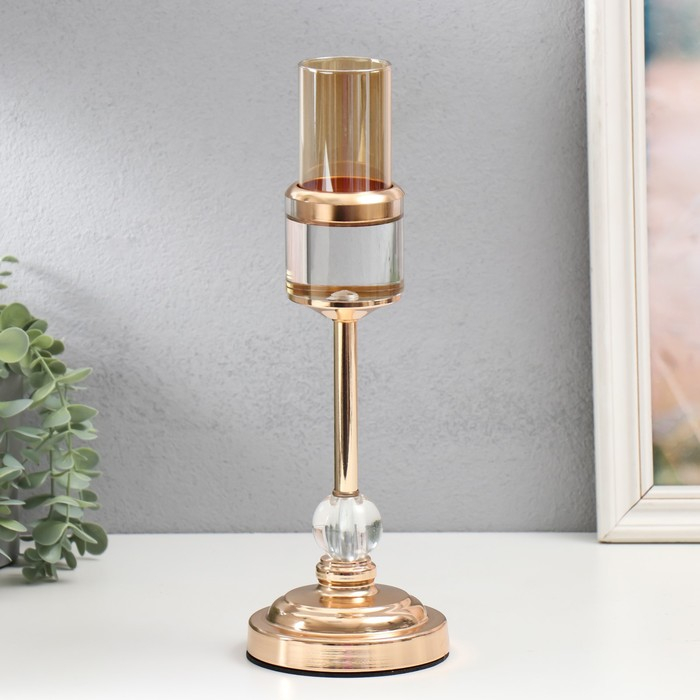 Подсвечник металл на 1 свечу Подсвечник металл на 1 свечу "Прозрачность" золото 36х12х12 см