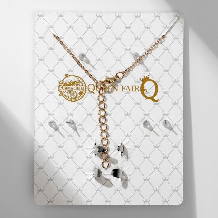 Гарнитур 6 предметов: 3 пары пусет, кулон 2 кольца &laquo;Сова&raquo;, цветной в золоте, 45 см