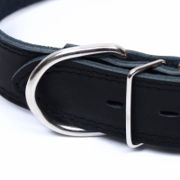 Ошейник кожаный двухслойный на замше, 3,5 см, ОШ 41-51 см, черный Ошейник кожаный двухслойный на замше, 3,5 см, ОШ 41-51 см, черный